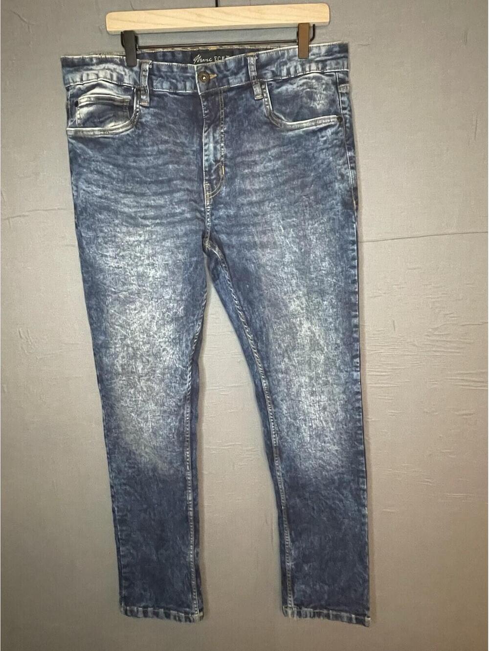 Marc Ecko Unltd Men’s Slim Straight Jeans 38x30 Acid Wash Blue Denim Streetwear
